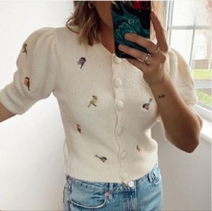 Zara embroidered bird cardigan 🐦